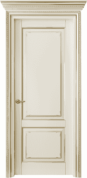 Дверь межкомнатная 6211 БМБЗ . Цвет Бук молочно-белый с золотом. Материал  Массив бука эмаль с патиной. Коллекция Royal. Картинка.