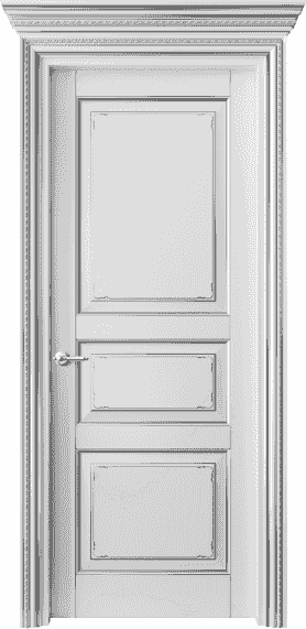 Дверь межкомнатная 6231 ББЛС. Цвет Бук белоснежный с серебром. Материал  Массив бука эмаль с патиной. Коллекция Royal. Картинка.