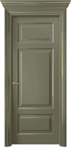 Дверь межкомнатная 6221 БОТП. Цвет Бук оливковый тёмный с позолотой. Материал  Массив бука эмаль с патиной. Коллекция Royal. Картинка.