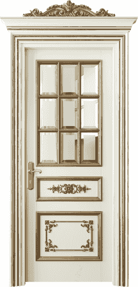 Дверь межкомнатная 6512 БМБЗА САТ Ф. Цвет Бук молочно-белый золотой антик. Материал Гладкая Эмаль с Эффектами (Золото). Коллекция Imperial. Картинка.