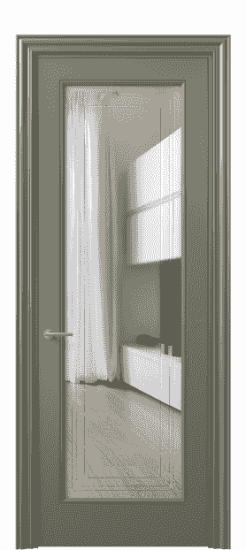 Дверь межкомнатная 8400 МОТ Прозрачное стекло с гравировкой Mascot. Цвет Матовый оливковый тёмный. Материал Гладкая эмаль. Коллекция Mascot. Картинка.