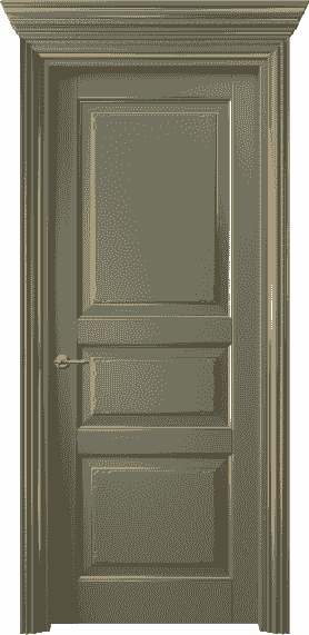 Дверь межкомнатная 6231 БОТП. Цвет Бук оливковый тёмный с позолотой. Материал  Массив бука эмаль с патиной. Коллекция Royal. Картинка.