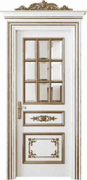 Дверь межкомнатная 6512 ББЛЗА САТ Ф. Цвет Бук белоснежный золотой антик. Материал Гладкая Эмаль с Эффектами (Золото). Коллекция Imperial. Картинка.