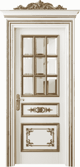 Дверь межкомнатная 6512 БЖМЗА САТ Ф. Цвет Бук жемчужный золотой антик. Материал Гладкая Эмаль с Эффектами (Золото). Коллекция Imperial. Картинка.