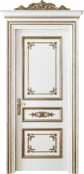Дверь межкомнатная 6503 ББЛЗА. Цвет Бук белоснежный золотой антик. Материал Массив бука эмаль с патиной золото античное. Коллекция Imperial. Картинка.