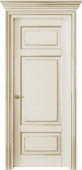 Дверь межкомнатная 6221 БМБЗ . Цвет Бук молочно-белый с золотом. Материал  Массив бука эмаль с патиной. Коллекция Royal. Картинка.