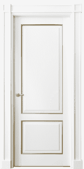Дверь межкомнатная 6303 ББЛП . Цвет Бук белоснежный с позолотой. Материал  Массив бука эмаль с патиной. Коллекция Toscana Plano. Картинка.