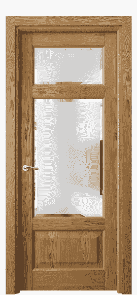 Дверь межкомнатная 0720 ДМД.Б Сатинированное стекло с фацетом. Цвет Дуб медовый брашированный. Материал Массив дуба брашированный. Коллекция Lignum. Картинка.