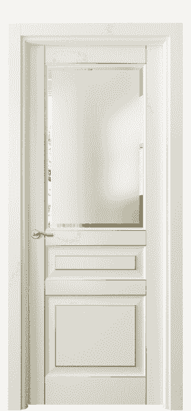 Дверь межкомнатная 0710 БМБП САТ-Ф. Цвет Бук молочно-белый позолота. Материал  Массив бука эмаль с патиной. Коллекция Lignum. Картинка.