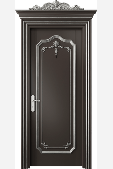 Дверь межкомнатная 6601 БАНСА. Цвет Бук антрацит серебряный антик. Материал Массив бука эмаль с патиной серебро античное. Коллекция Imperial. Картинка.
